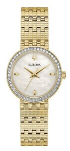 Bulova Women's Quartz Gold-Tone Diamond Accent Stainless Steel Watch 28MM 98L278