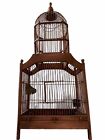 Vintage Bird Cage Two Tier Dome Victorian Style Wood Wire 36”