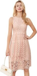 VEIISAR Womens Fashion Sleeveless Lace Fit Flare Elegant Cocktail Party Dress XS