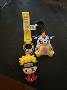 Digimon 3d Gabumon Clip and Naruto Keychain