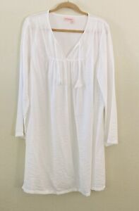 Fresh Produce Womens Tunic Top Beach Cover Up Blouse White Tassels Size XL