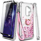 For Samsung Galaxy S9 /S9 Plus, Liquid Glitter Case + Screen Protector & Lanyard