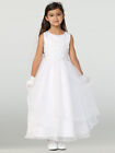 NEW Tulle Beaded Embroidery Rhinestones Organza Dress Holy Communion Flower Girl