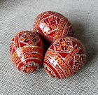 Set of 3 Wooden eggs Decorate for Easter Gift Pysanky Pysanka Handmade 2,5