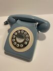 New ListingModel 746 Retro Look Phone Rotary Push Button BABY BLUE Telephone
