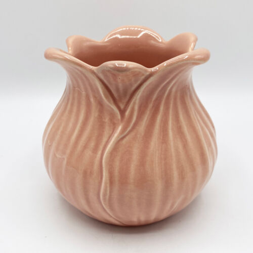 RED WING Pottery Vintage 30s Tulip Cabbage Vase #894 with Pink Glossy Glaze