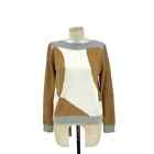 Sita Murt Tricolor Tan Cream Gray Boat Neck Alpaca Blend Sweater Size 40 / US 6