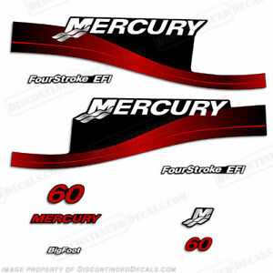 Mercury 60 hp Bigfoot Fourstroke EFI Outboard Motor Decals Engine Decal Set Red