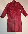Vintage Global Identity G-3 Full Length Women's Red Leather Trench Coat Size M