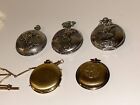 Vintage Pocket Watch Lot As Is Lot Of (5) Armstrong Pulsar More Parts Or To Fix
