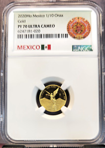2020 MEXICO GOLD LIBERTAD 1/10 ONZA NGC PF 70 ULTRA CAMEO RARE ONLY 250 MINTED
