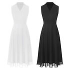 Womens A-Line Dates Dress Sleeveless Wrap Recital Office Formal Cocktail Prom