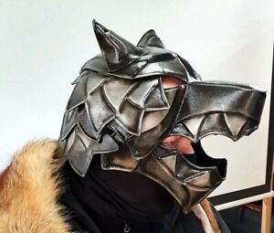 18GA Steel Medieval Great Wolf Helmet Medieval Viking Wolf Helmet Blackened Helm