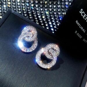 Stud Earring Women 925 Silver Wedding Jewelry Gorgeous Cubic Zircon Earring