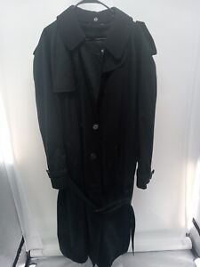 Chaps Ralph Lauren Pea Coat Mens Size 50 Long Black Trench Jacket Rain Repellent