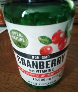 OPEN NATURE Non GMO CRANBERRY PILLS +Vitamin C  120 Capsules 10,000 mg Free Ship