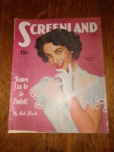 Old Vintage June 1951 Screenland Magazine with Elizabeth Taylor Cover