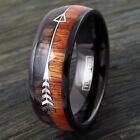 8mm Black Tungsten Men's Wood & Arrow Wedding Band Ring - Engraving Available