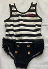 Juicy Couture Baby Girl Beach Baby Swim Suit Size 12-18M, One Piece Striped