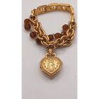 Vintage GUESS Gold Tone Stainless Steel Heart Shape Charm Bracelet Watch
