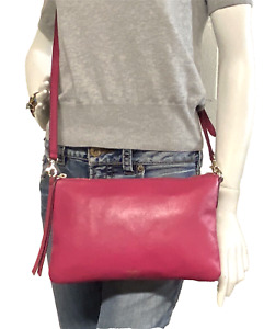 Authentic FOSSIL Pink Leather Crossbody Messenger Swingpack