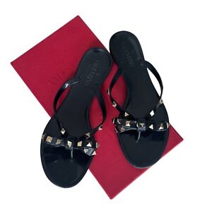 Valentino Garavani Rockstud PVC Flat Thong Sandals:Sz: 38