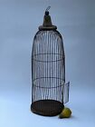 Vintage French Dome Bird Cage Round Tall Wood Wire 32