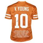Vince Young Signed Texas College Orange Stats Football Jersey (JSA)