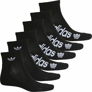 adidas Originals 6-Pack Black Athletic Socks Quarter Crew Mens L Shoe Size 6-12
