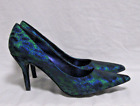 Nine West Pointed Toe Pumps Party Shoes sz 9 Flax Blue Green