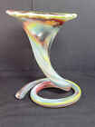 Vintage Murano Style Tulip Trumpet Vase Swirl Coil Base Hand Blown Art Glass