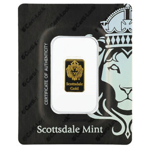 2 Gram Scottsdale Lion .9999 Fine Gold Bar in Assay
