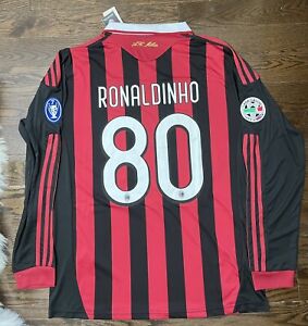 AC Milan 2009/10 Retro RONALDINHO # 80 Soccer Home Jersey - Size XL Men
