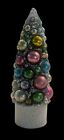 Vtg 13” bottlebrush Christmas tree mercury glass ball ornaments Cream Pot Japan