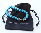 David Yurman 8mm Spiritual Beads Bracelet Sterling Silver w/ Turquoise 8.5