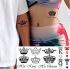 Her King His Queen Temporary Tattoo Crown Scepter Fake Tattoo Hand Chest Neck