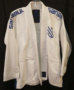 Sanabul Adult Kimono Jacket Size A1 White Blue BJJ Jiu Jitsu Embroidered Martial