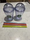 Two Starbucks Dome Lid 12 oz. Tumblers Cold Only With New Straws
