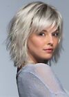 Short Layered Hairstyle Women's White Blonde Natural Straight Synthetic Hair Wig