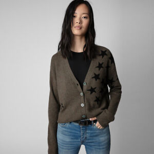 Zadig & Voltaire Star Hanging Hair Pattern Knit Sweater Cardigan Sweater Jacket