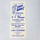S. S. Flame Excursion Yacht Boat Brochure Lake Superior Duluth Minnesota Vintage