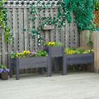 Raised Garden Bed, Set of 3 Wood Box & Trough Planters, Draining for flowers
