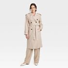 Women's Linen Trench Coat - A New Day Tan M
