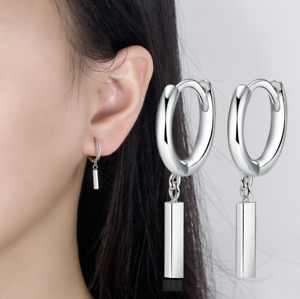 925 Sterling Silver Plated Dangle Bar Stick Huggie Hoop Earrings Women Girl XJ9