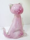 Art Glass Cat Vintage Murano Style Figurine Cotton Candy Pink