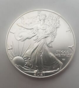 2021 W .999 Fine Silver American Eagle $1 BU Dollar Coin Type 2