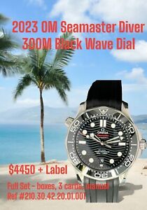 2023 Omega Seamaster Diver 300M Black Wave Dial  Full Set