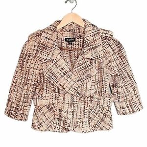 Bebe Y2K Cropped Fitted Tweed Cropped Blazer Brown Multi Women’s Size XS Jacket