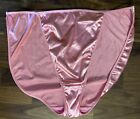 Vintage Fashion Bug Shiny Satin String Bikini Panties Size 12 Pink Second Skin