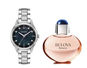 Bulova Sutton Women's Quartz Diamond Accent Silver Perfume Watch Set 32MM 96P198